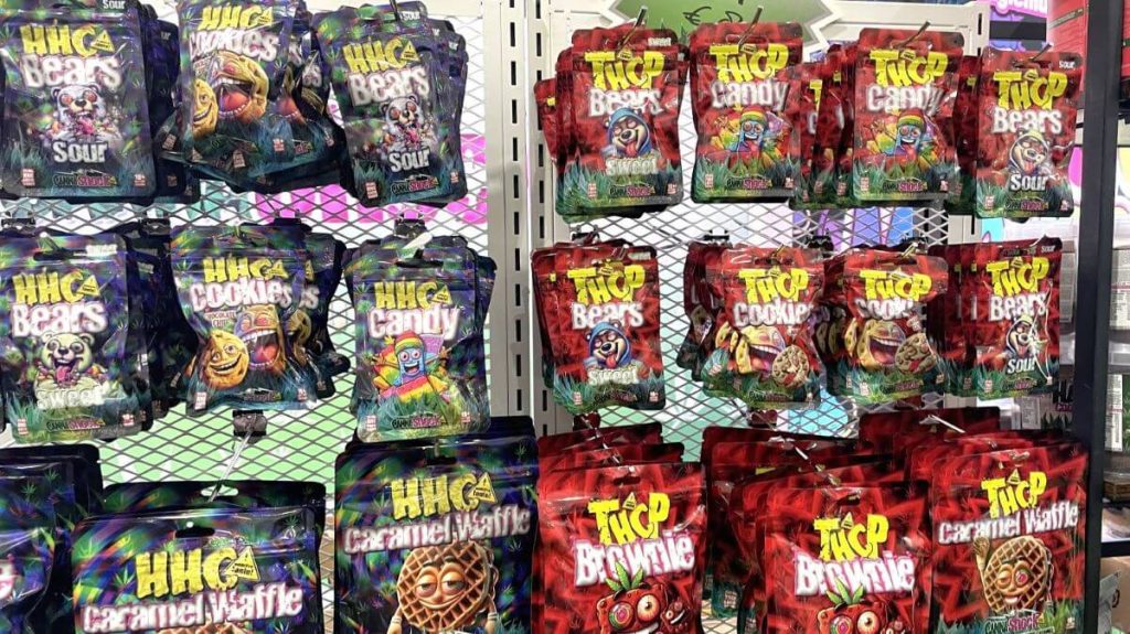 Gominolas y dulces de THCP y HHC. El THCP es uno de los neocannabinoides o cannabinoides sintéticos utilizados para uso recreativo.