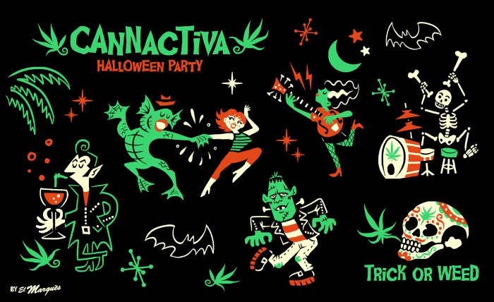 Pegatinas Cannactiva Halloween Party by El Marques ilustración