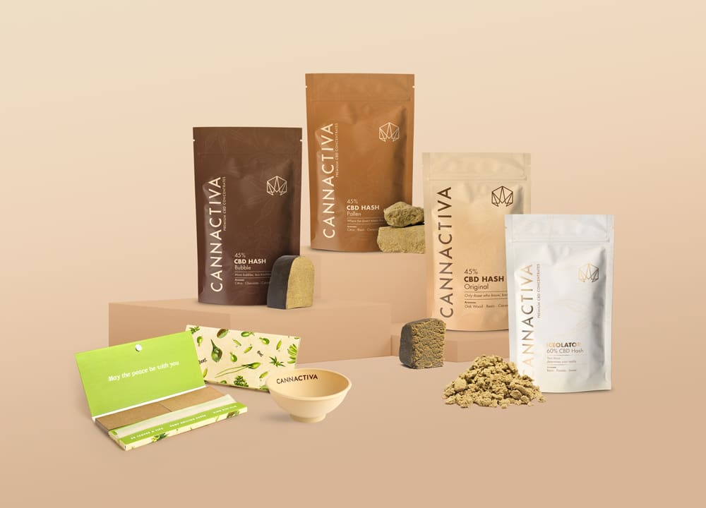 Bodegón Productos CBD Cannactiva - Flores y Resinas CBD Premium