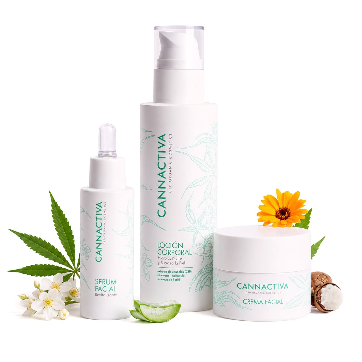 CBD Cosmetics Pack 3-in-1: Serum + Face Cream + Lotion - Cannactiva