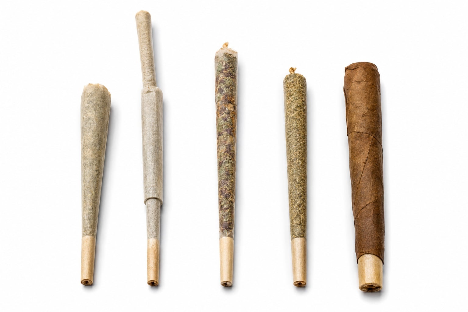 Verschillende soorten joints: recht, met mondstuk, konisch, in L-vorm en blunt