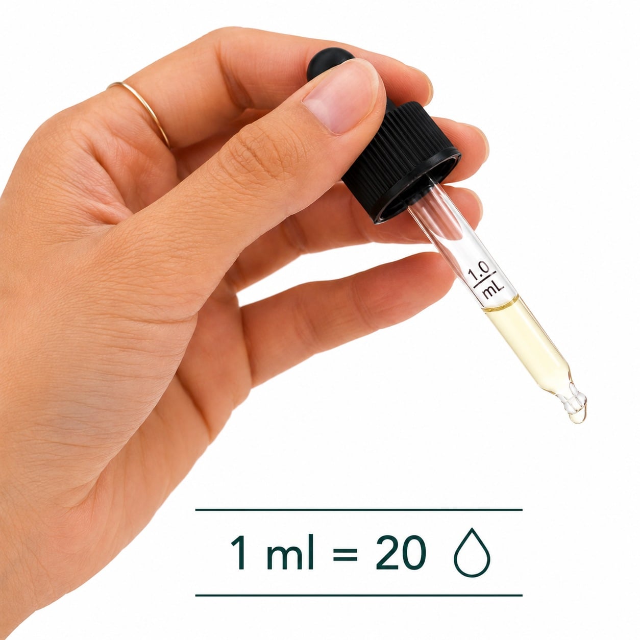 Pipette doseuse d'huile de CBD : une pipette pleine équivaut à 1 ml, environ 20 gouttes